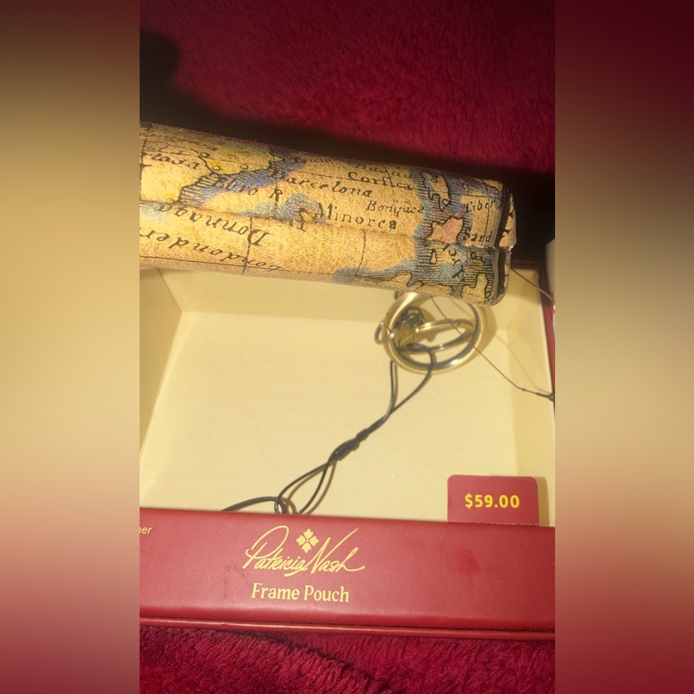 Patricia Nash Map Leather Frame Small Pouch & Key chain, NWT attached to box - Picture 4 of 6